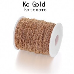 Fém szín: KC arany - 5 m/tétel 2-5,8 mm-es tömeges Rolo lánc hosszú ékszerlánchosszabbító nyaklánc láncok