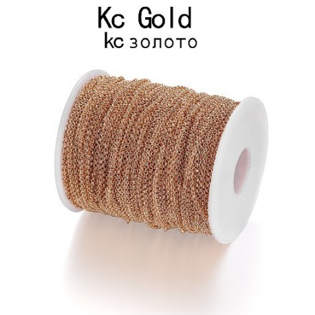 Fém szín: KC arany - 5 m/tétel 2-5,8 mm-es tömeges Rolo lánc hosszú ékszerlánchosszabbító nyaklánc láncok
