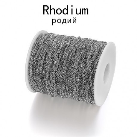 Fém színe: ródium - 5 m/tétel 2-5,8 mm Tömeges Rolo lánc hosszú ékszerlánc-hosszabbító nyaklánc láncok