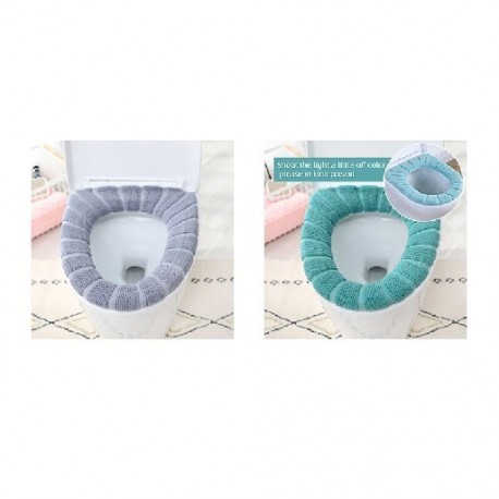 Szín: Szürke zöld C2360H - WC ülőke párna eszköz plusz gyapjú szett otthoni háztartási WC gyűrű négy évszak