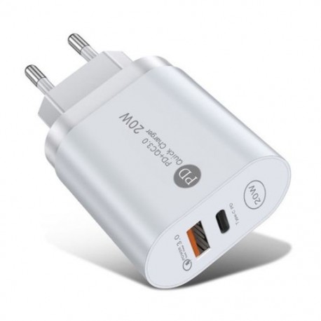 Dugó típusa: Fehér EU dugó - USB PD 20W USB töltő gyorstöltő QC 3.0 gyors telefon fali töltő adapter iPhone 13 12 Pro