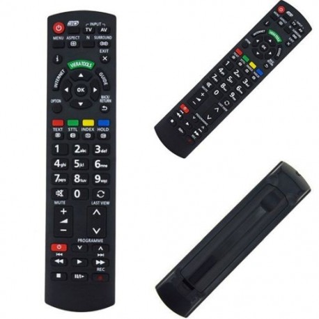 Fekete szín - IR távirányító Panasonic TV-hez N2QAYB000487 N2QAYB000572 N2QAYB000753 EUR76280EUR-77 EUR-51975 EUR-644666