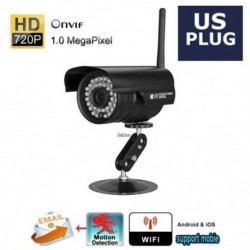 Fekete szín - 720p vízálló vezeték nélküli kamera 1,0 megapixeles biztonsági megfigyelő WiFi IP kamera mobil