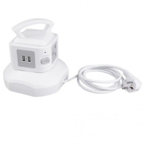 Fehér szín - PC ABS intelligens mennydörgés elleni túlterhelésvédő 3 kimenetű 2 USB-porttal Túlfeszültség-védett