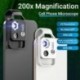 Szín: fekete, CPL nélkül - 200X nagyítású mikroszkóp lencse CPL mobil LED Light mikro zsebes makró lencsékkel iPhone