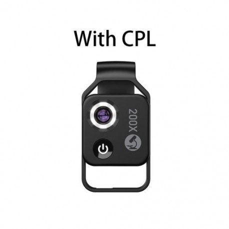 Szín: fekete, CPL-lel - 200X nagyítású mikroszkóp lencse CPL mobil LED Light mikro zsebes makró lencsékkel iPhone Samsung