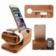 Töltő dokkoló állvány bambusz alap töltő tartó Apple Watch iWatch iPhone Bamboo készülékhez