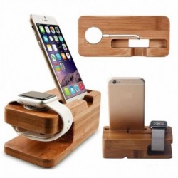 Töltő dokkoló állvány bambusz alap töltő tartó Apple Watch iWatch iPhone Bamboo készülékhez