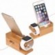 Töltő dokkoló állvány bambusz alap töltő tartó Apple Watch iWatch iPhone Bamboo készülékhez
