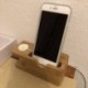 Töltő dokkoló állvány bambusz alap töltő tartó Apple Watch iWatch iPhone Bamboo készülékhez