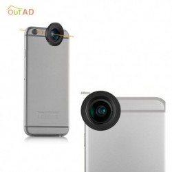 OUTAD 120°-os széles látószögű/mikroobjektív 2 az 1-ben rögzíthető mobiltelefon-kamera objektívekhez Samsung Android