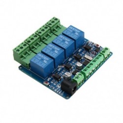 Szín: zöld - Modbus Rtu 4 csatornás 12V relé modul kapcsoló bemenet / kimenet RS485 / TTL kommunikációs interfész relé