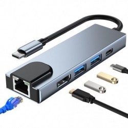 Szín: 5 az 1-ben - USB C hub Type-C 3.1 – HDMI-kompatibilis RJ45 USB PD gyorstöltő 5 az 1-ben USB-dokkoló MacBook Air Pro