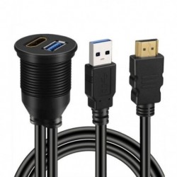 Kábel hossza: 1M - USB 3.0 és HDMI-kompatibilis – HDMI-kompatibilis   USB3.0 AUX bővítőműszerfal vízálló autó