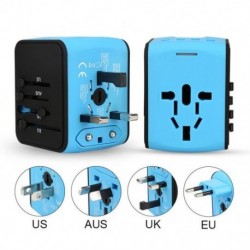 Szín: kék - 5 V-os univerzális átalakító utazási töltő tápadapter 4 USB-porttal Okostelefon gyorstöltés US UK EU AUS