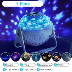 Szín: 1 film - Fókuszáló projektor éjszakai fény Bluetooth hangszóróval Csillagos égbolt forgó zenelejátszó LED