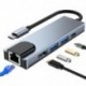 Szín: 5 az 1-ben - USB C hub HDMI-kompatibilis Rj45 100M VGA adapterhez OTG Thunderbolt 3 dokkoló PD TF SD jack 3,5 mm-es
