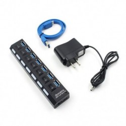 Szín: 7 portos US Plug - USB 3.0 elosztó USB elosztó 3.0 több USB elosztó 4/7 portos több bővítő Használja a