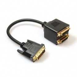 Fekete szín - Hordozható DVI-adapter DVI-D dupla dupla 2 DVI-I aljzatú elosztó jelátviteli osztó video Y elosztó kábel