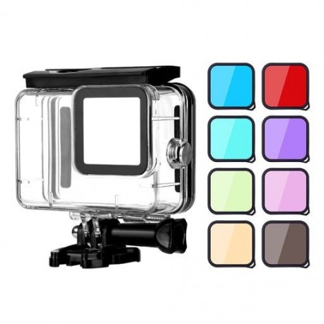 Szín: GoPro Hero9 10-hez - 60 m-es víz alatti vízálló tok GoPro Hero 7 6 5 fekete búvárvédő házba tartó Go Pro 9 10