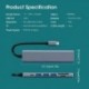 Szín: TF SD 7 portok - C típusú HDMI-kompatibilis USB Hét az egyben több interfész HUB Hub Hordozható fémadapter Multi