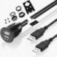 Kábel hossza: 1M - Kettős USB 2.0 duga-hüvely hosszabbítókábel süllyeszthető panellel teherautó-csónak motorkerékpár