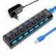 Szín: 7 portos EU-val - USB Hub 3.0 Hub USB 3 0 Multi USB Splitter USB 3 Hab Használja Tápadapter USB 2.0 Hub 4/7 port