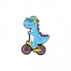 Fém színe: XZ4464 - 10 DB / LOT Rock Fiatal Dinoszaurusz Zománc Pins Életünk Aranyos Kerékpáros Állat Bross Lapel