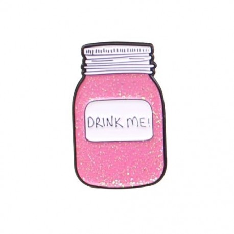 Fém színe: CC1454 - Cartoon Shiny Bottle Enamel Pins DRINK ME! HE LTHY MEALS Juice Drink Drift Pill Bottle Bross nőknek