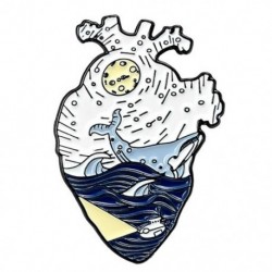 Fém színe: XZ2948 - Szív bross Koponya Bross Szivárvány Védelem Szív Óceán Szív Összetört Szerelem Szív