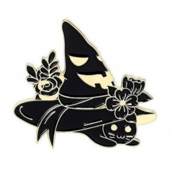 Fém színe: XZ3252 - Varázsló sapka bross Kreatív varázsló macska Halloween boszorkány tök alakú bross ruházat