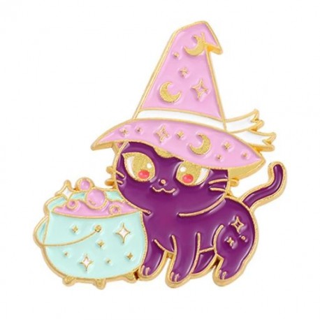 Fém színe: XZ4280 - Varázsló sapka bross Kreatív varázsló macska Halloween boszorkány tök alakú bross ruházat