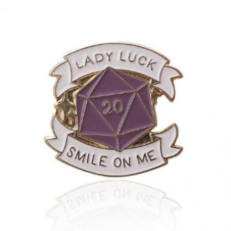Fém színe: CC1147 - D20 oldalú kocka Dungeons és Dragons Zománc Pin LADY LUCK, SMILE ON ME Bross Cseppjelvény nőknek