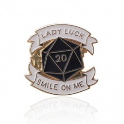 Fém színe: CC1148 - D20 oldalú kocka Dungeons és Dragons Zománc Pin LADY LUCK, SMILE ON ME Bross Cseppjelvény nőknek