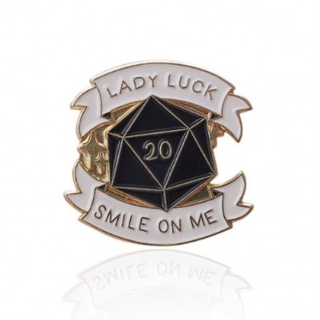 Fém színe: CC1148 - D20 oldalú kocka Dungeons és Dragons Zománc Pin LADY LUCK, SMILE ON ME Bross Cseppjelvény nőknek