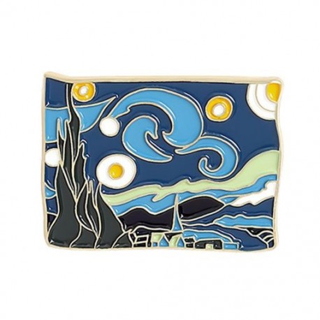 Fém színe: XZ3368 - Van Gogh olajfestmény bross Van Gogh bross galaxis bross csillag Hold Napraforgó fibula Art bross Van