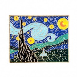 Fém színe: XZ2579 - Van Gogh olajfestmény bross Van Gogh bross galaxis bross csillag Hold Napraforgó fibula Art bross Van