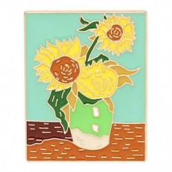 Fém színe: XZ3155 - Van Gogh olajfestmény bross Van Gogh bross galaxis bross csillag Hold Napraforgó fibula Art bross Van