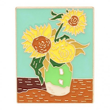Fém színe: XZ3155 - Van Gogh olajfestmény bross Van Gogh bross galaxis bross csillag Hold Napraforgó fibula Art bross Van