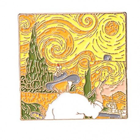 Fém színe: XZ4830 - Van Gogh olajfestmény bross Van Gogh bross galaxis bross csillag Hold Napraforgó fibula Art bross Van