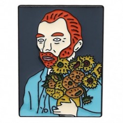 Fém színe: XZ3156 - Van Gogh olajfestmény bross Van Gogh bross galaxis bross csillag Hold Napraforgó fibula Art bross Van