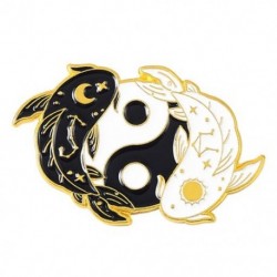 Fém színe: XZ5990 - Tai Chi Gossip fekete fehér Yin és Yang pár állati bross, gyönyörű ruházati kiegészítők