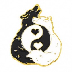 Fém színe: XZ5993 - Tai Chi Gossip fekete fehér Yin és Yang pár állati bross, gyönyörű ruházati kiegészítők