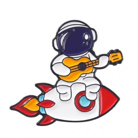 Fém színe: XZ5442 - Space Series Bross Astronaut Planet Rocket Starry Sky Fém bross Hátizsák Ruházat Kiegészítők Bross