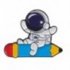 Fém színe: XZ5446 - Space Series Bross Astronaut Planet Rocket Starry Sky Fém bross Hátizsák Ruházat Kiegészítők Bross