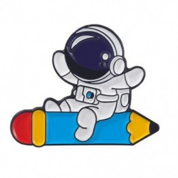Fém színe: XZ5446 - Space Series Bross Astronaut Planet Rocket Starry Sky Fém bross Hátizsák Ruházat Kiegészítők Bross