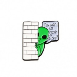 Fém színe: CC121 - Funny Alien And Ghost Enamel Pin Alien ET &quot Akarsz hallani egy történetet?&quot  Bross hajtóka