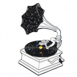 Fém színe: XZ2002 - Punk Zene Lovers Zománc Pin Jó hangulatú kazetta DJ Vinyl Record Player kitűző bross Lapel pin Farmer