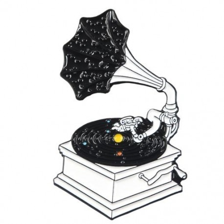 Fém színe: XZ2002 - Punk Zene Lovers Zománc Pin Jó hangulatú kazetta DJ Vinyl Record Player kitűző bross Lapel pin Farmer