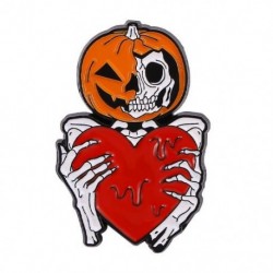 Fém színe: XZ6808 - Punk stílusú bross koponya rózsa szív fibula Halloween macskafej iránytű varázsló sapka fekete
